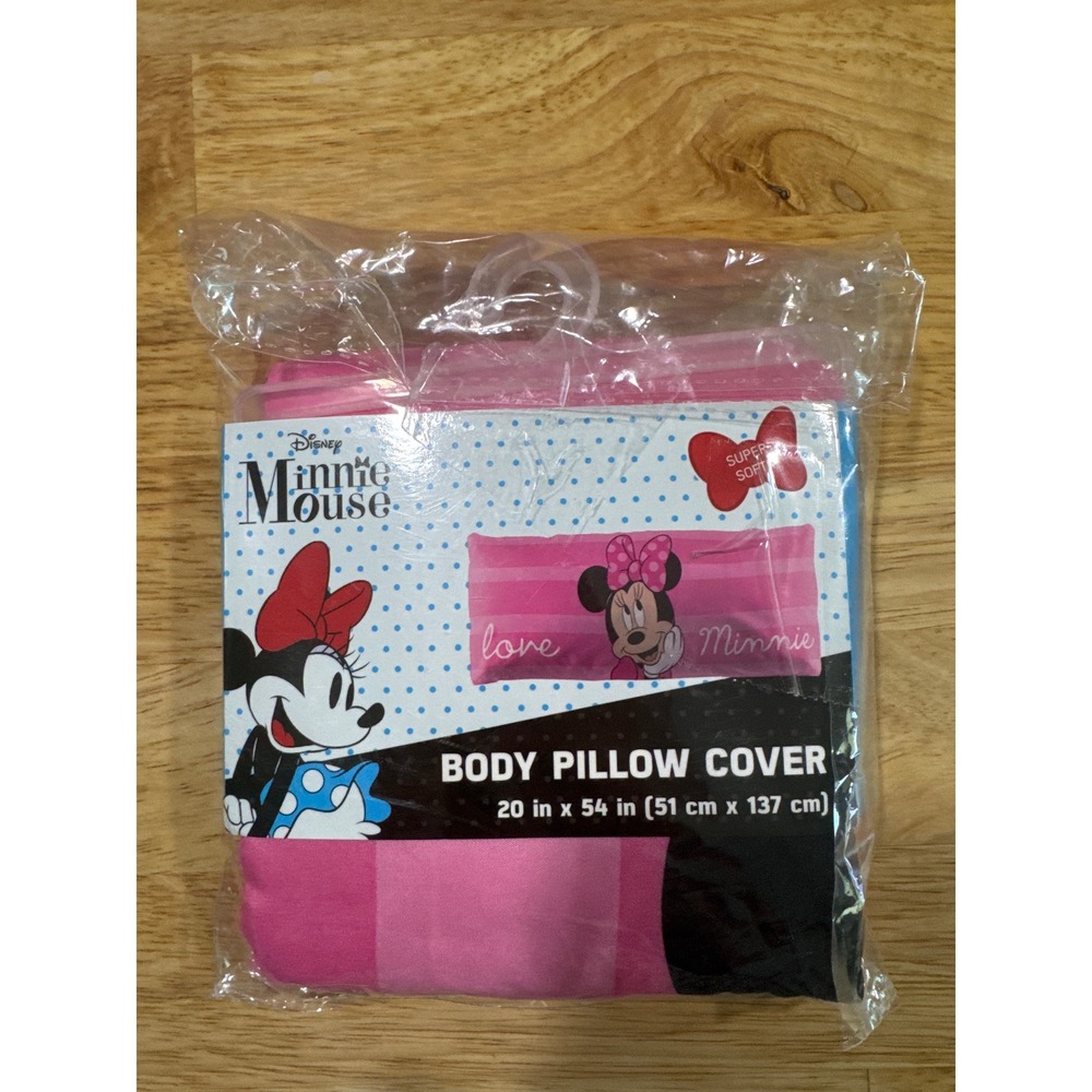 Disney Body Pillow Cover Kids 20x54 Pink New Minnie Mouse Super Soft Striped